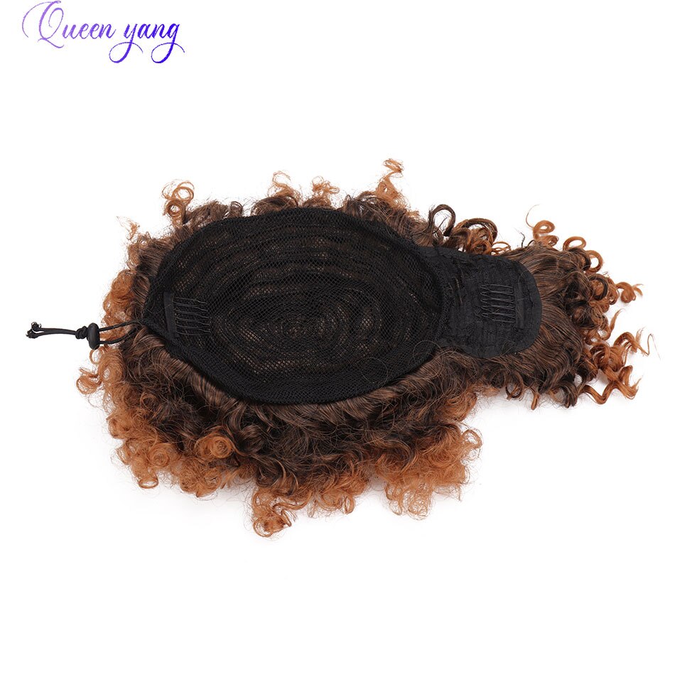 QUEENYANG Synthetic Drawstring African Fluffy Artificial Afro Puff Bun Puffs Ponytails Bun Wrap Natural Black Hair Extensions