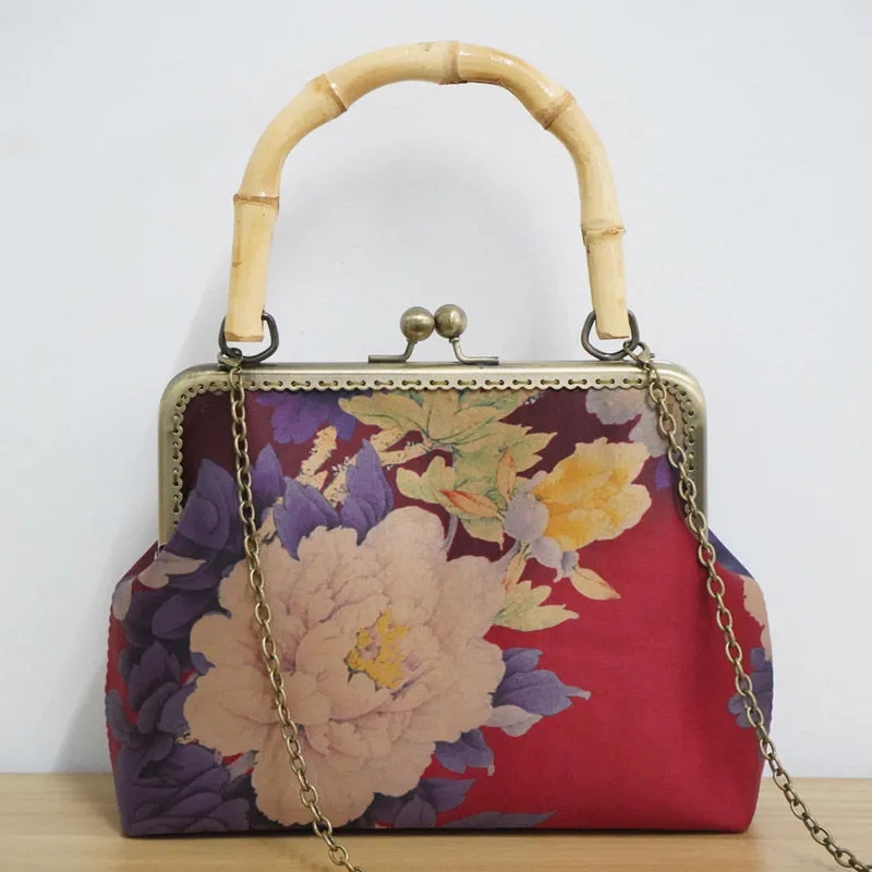 Bolsa de mão artesanal pura de bambu, bolsa feminina com fecho para mão, nova bolsa transversal de ombro, alça de corrente de 2021 cm, 120