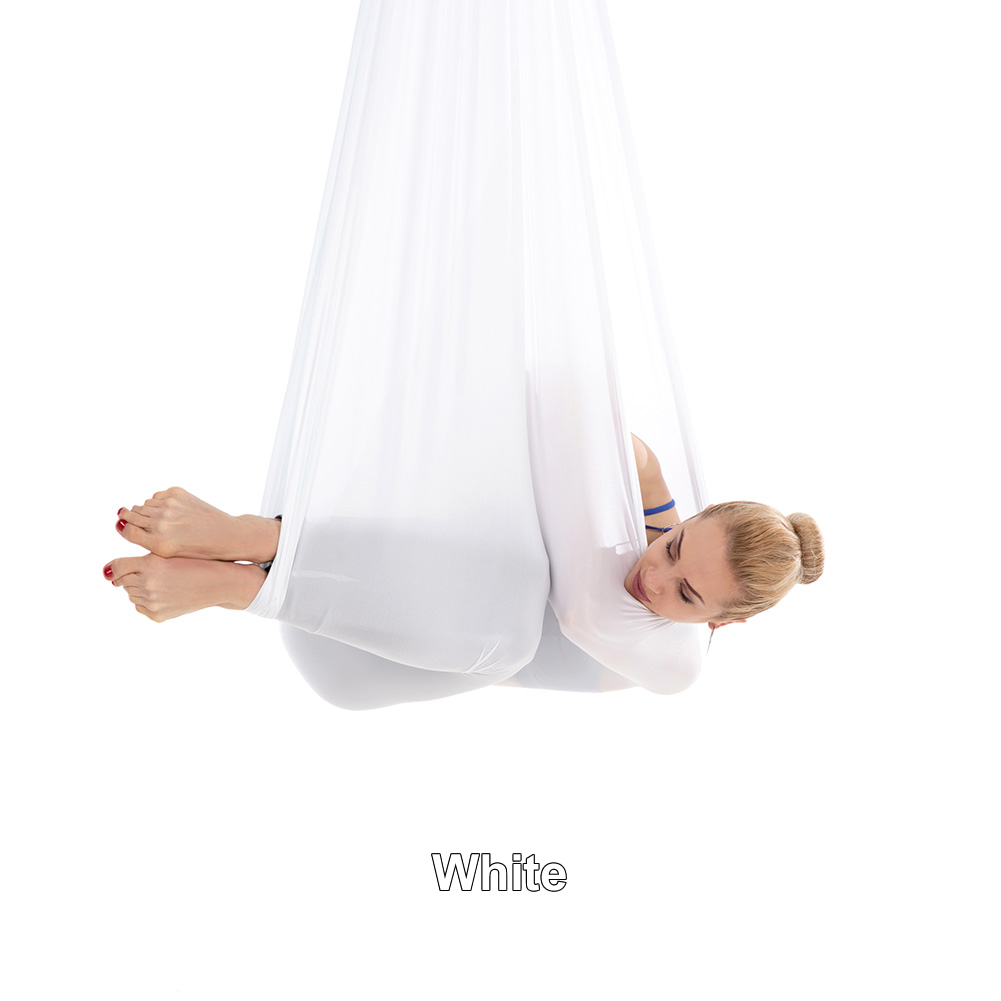 20 Color 5*2.8M Aerial Yoga Hammock Yoga Flying Swing Anti-gravity OR Yoga Belts Carabiner/Daisy Chain/Hanging Plate: WHITE