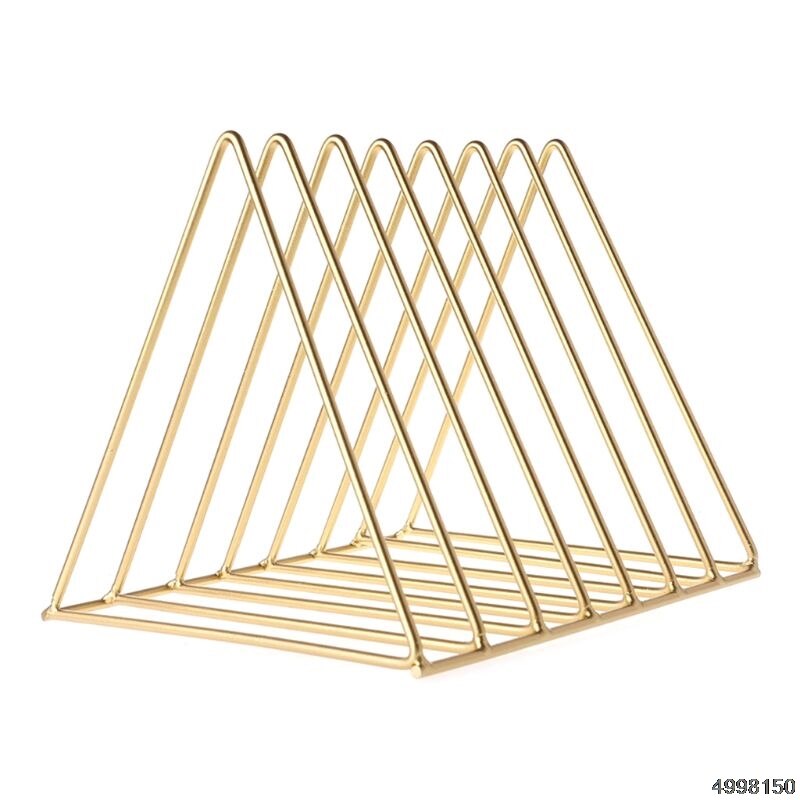 Jern lp tallerken stativ trekant bok magzine holder skrivebord tallerken lagring arrangør: 4 nb 402088-2- s