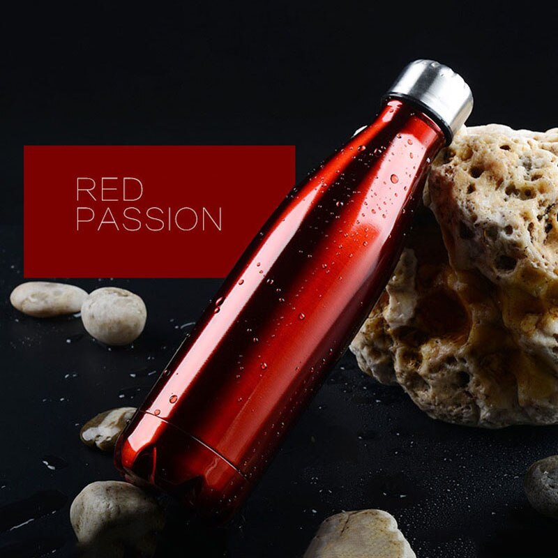350/500/750/1000ml Double Wall Stainless Steel Thermos Sport Insulated Tumbler Vacuum Flask Cola Water Beer Chilly Bottle: 350ml / Red