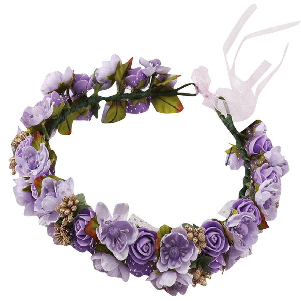 Ladies Bridal Flower Hair Circle Wedding Accessories Red Rose Hairpin Hair Jewelry weddings accessoire Bruids hoofddeksels: Purple 