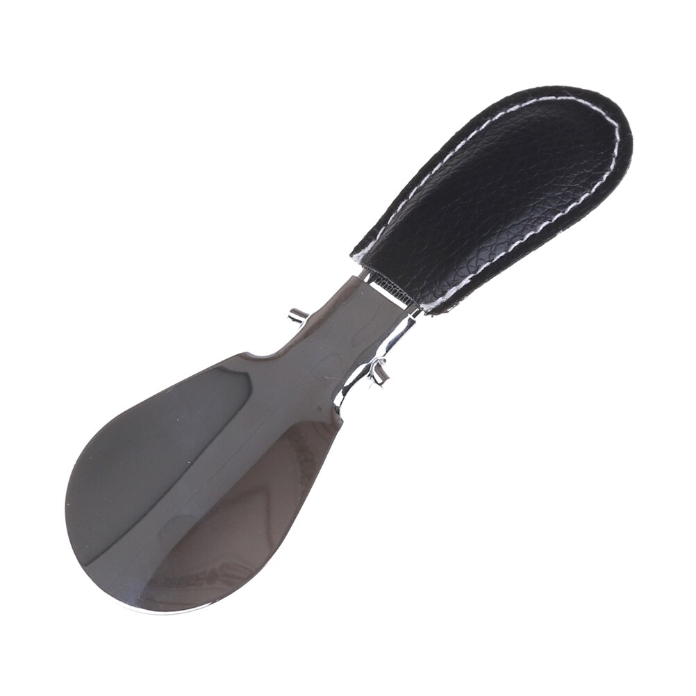 Durable Shoehorn Stainless Steel Foldable PU Leather Handle Easy to Carry For Men Women Shoes 12*3.5cm
