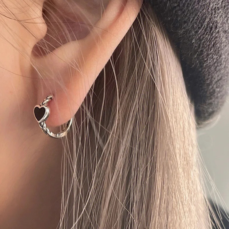 Brincos de argola para mulheres, prata esterlina 925, simples embutidos, acessórios para jóias do casamento, temperamento