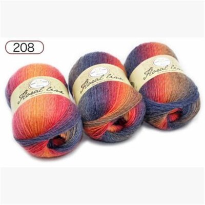 1pc 100g sektion farvet uld regnbue garn hånd strik hæklet tykt garn gør det selv håndværk varmt tørklæde sweater pude 360m: 208