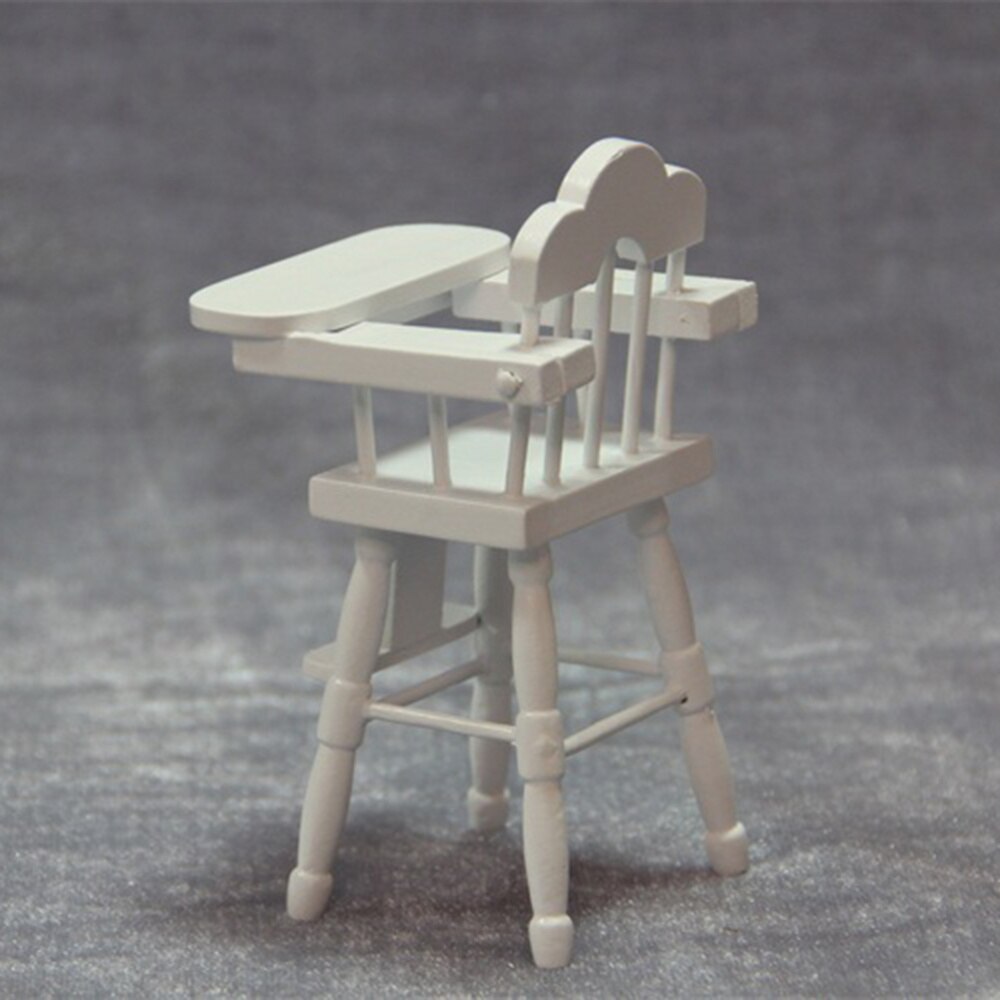 Børn mini højstol legetøj justerbar bord sæde form småbørn fodring højstol dekorative møbel model legehus legetøj hvid b