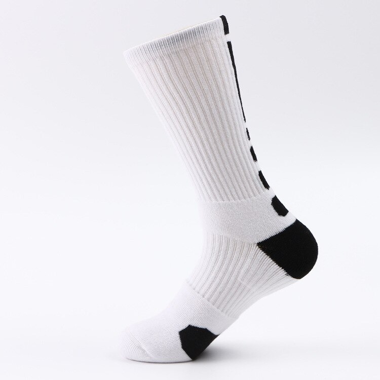 Männer Sport Basketball Socken schnell-trocken Lang Kompression Socken Ich bin Freien Sportlich Socken Rennen Radfahren socken: Weiß mit Schwarz