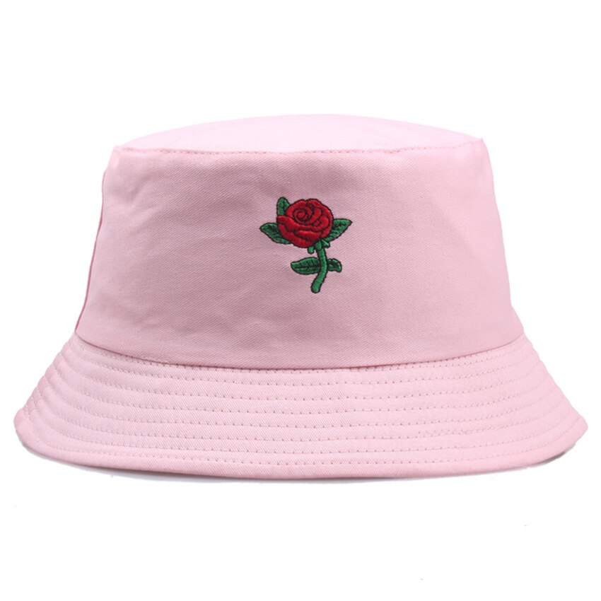 Berretto da pescatore in materiale misto poliestere di cotone rosa con ricamo estivo per donna cappello da pescatore classico morbido Panama F81: Colore rosa