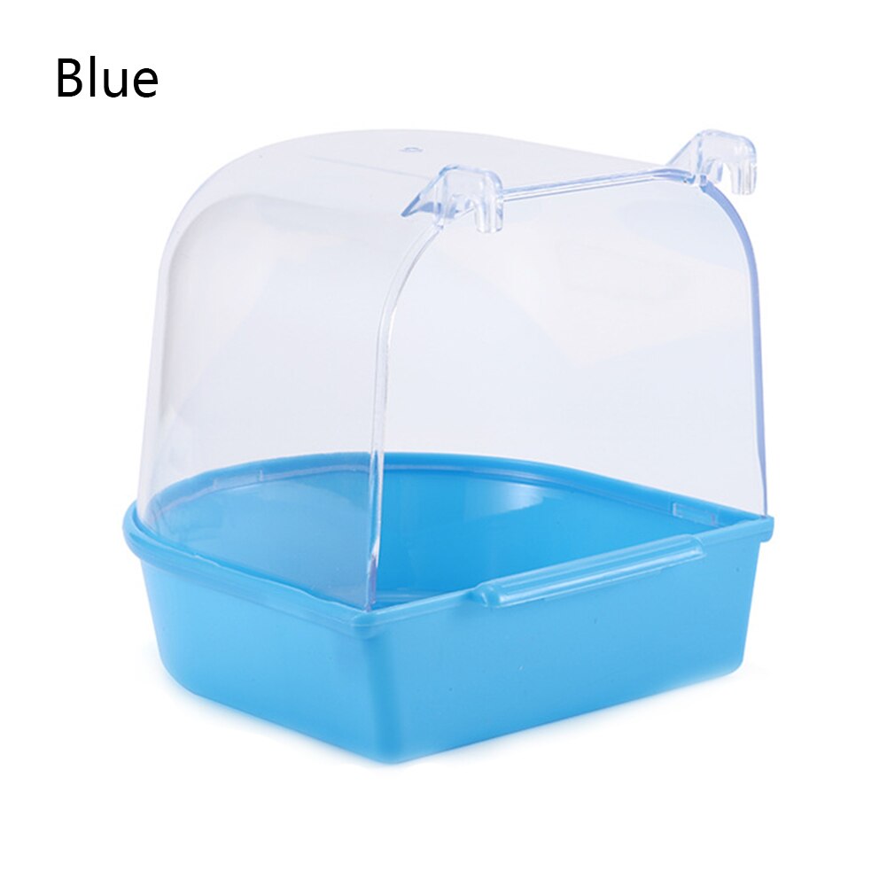 Bird Bathtub Hanging Bird Bath Cage Plastic Parrot Bath Tub Bird Shower Standing Bin Pet Cage Hanging Bowl Birdbath: Blue