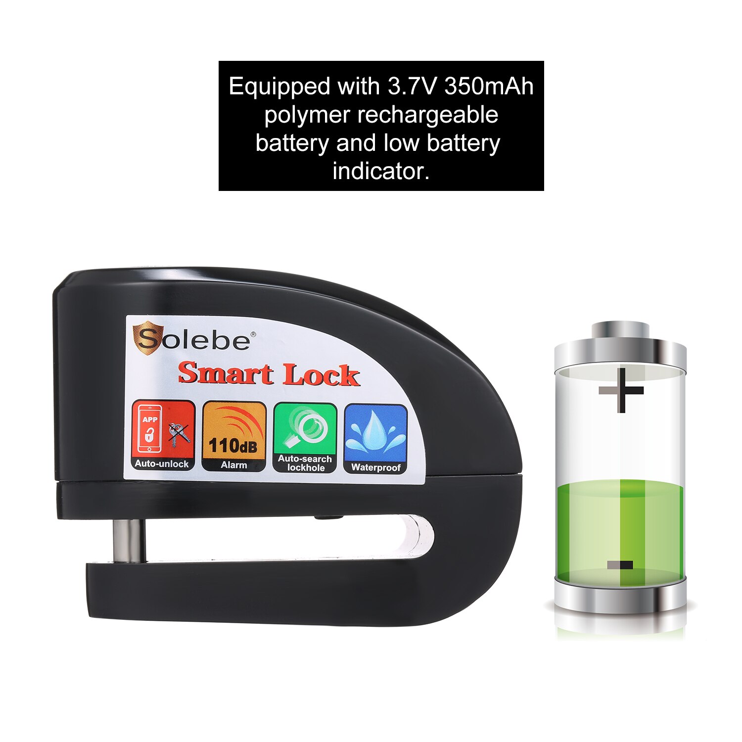 BT Motorcycle Bike Alarm Disc Lock Smart BT Disc Brake Lock Phone APP Control Keyless Anti-Theft Lock Waterproof