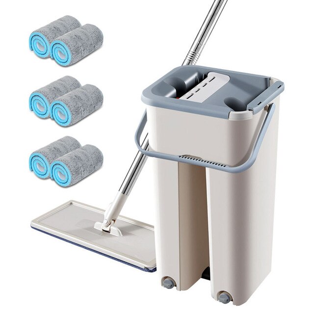 2 in 1 platte knijp automatische dweil emmer vermijd handwas vloerreiniger magische dweil spin zelfreinigende luie dweil huishoudgereedschap: 6 stuks dweildoek