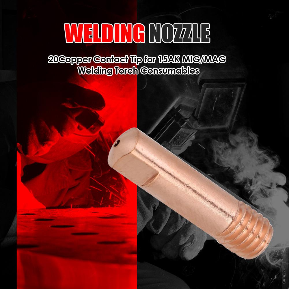 Buse de soudage MIG semi-automatique 0.8/1/1mm, 20 pièces/ensemble, pointes de Contact, diffuseur de gaz, support de connecteur, Contact de torche
