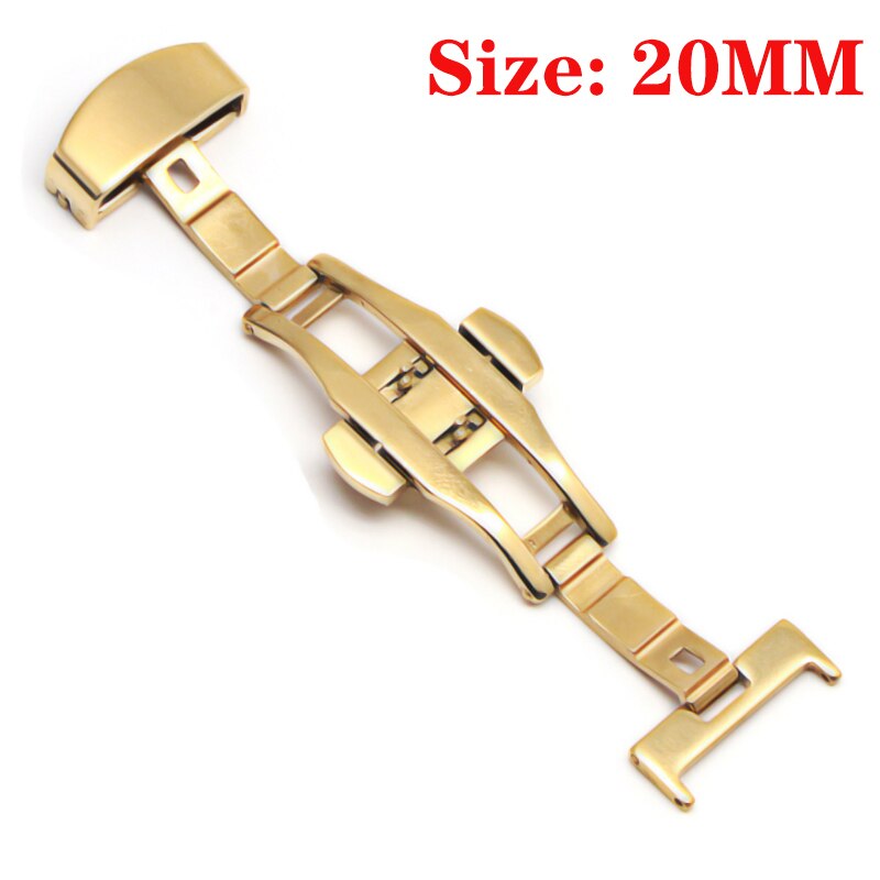 Schmetterling Einsatz Schnalle Automatische Doppel Klicken Edelstahl Spange Band Für Uhr Band 16mm18mm 20mm 22mm Armbinde Verschluss: Gold-20MM