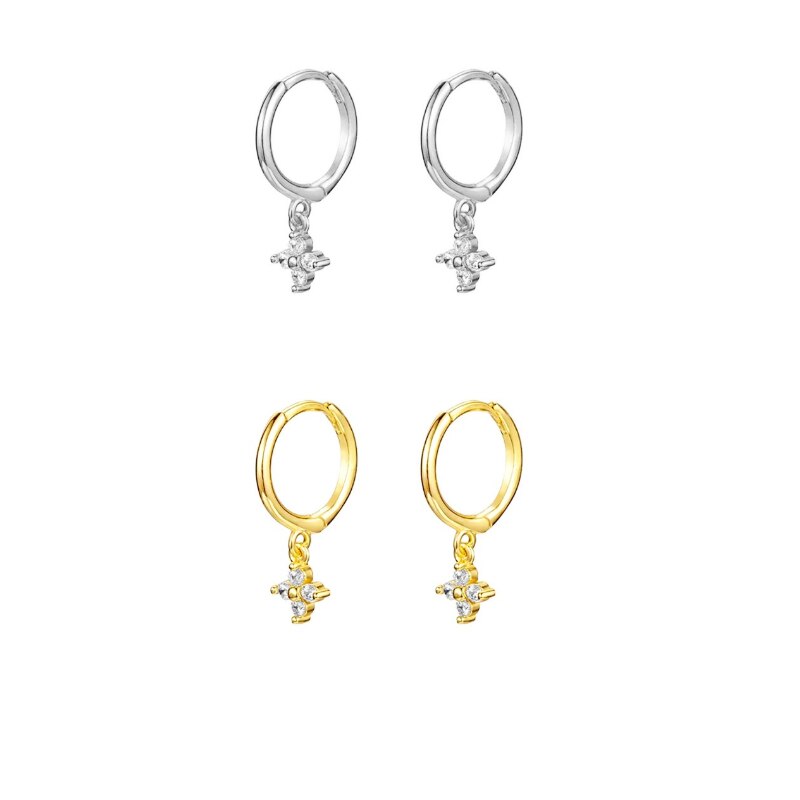Hoepel Oorbellen Voor Vrouwen Crystal Ice Flower Ronde Cirkel Oorbellen Mode-sieraden Tiny Huggies Oorbellen Pendientes Accessoires