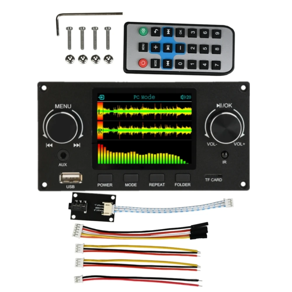 Bluetooth 5.3 2.8 Polegada tft cor lcd lossless mp3 placa decodificadora áudio estéreo flac wav ape decodificação usb tf para amplificador carro: Preto