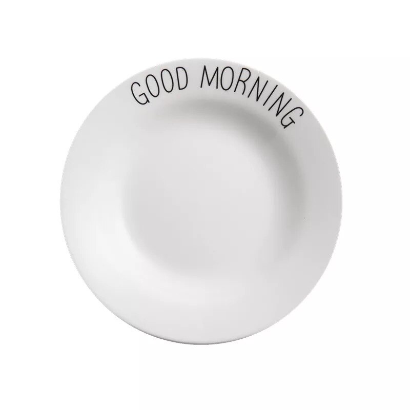 1 stk ins nordisk enkel keramisk skive japansk service flad tallerken dyb tallerken alfabet morgenmadsret dessert tallerken godmorgen