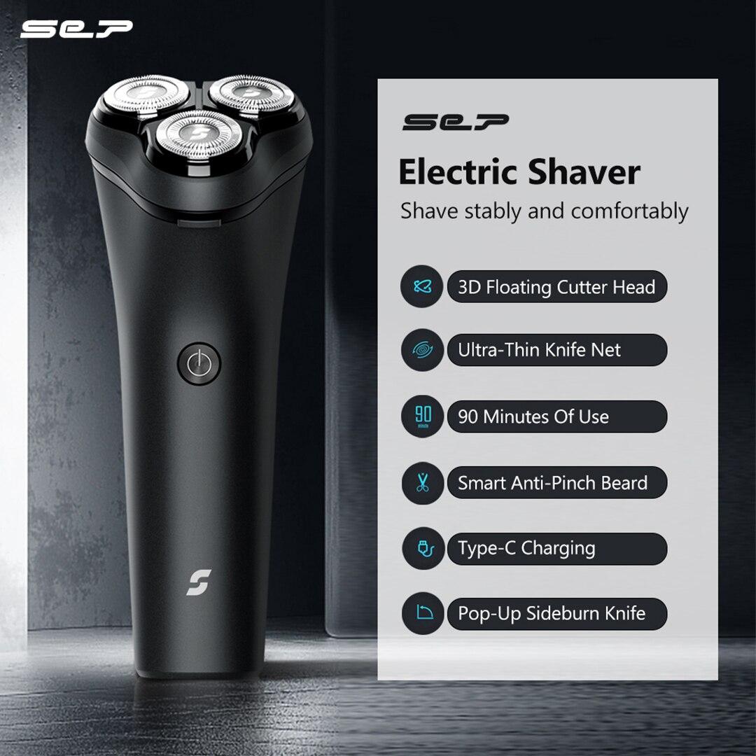 Sep Electric Shaver 3D Floating Razor Rechargeable Shaving Machine Wet-Dry Dual Use Waterproof Fast Charging Men Beard Trimmer