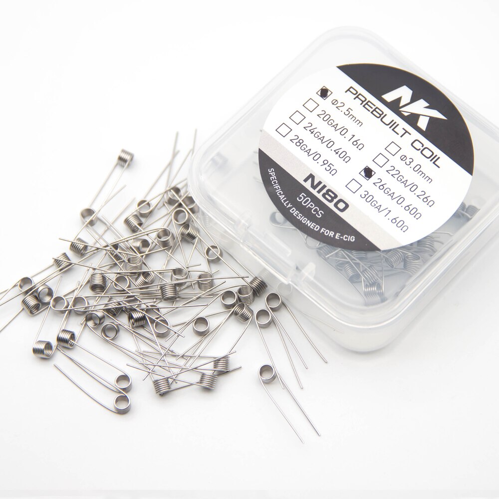 50 Pcs Gereinigd Coils Premade Nk A1 Ni80 Ni70 Awg 20 22 24 26 28 30 Voor Rda Rta rba Rebuilder Prebuilt Coils: Ni80 26G 0.60 ohm