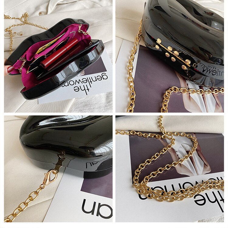 Rode Lip Styling Partij Bruiloft Clutch Tas Voor Vrouwen Mode Portemonnees En Handtassen Vrouwelijke Schouder Chain Crossbody Tas