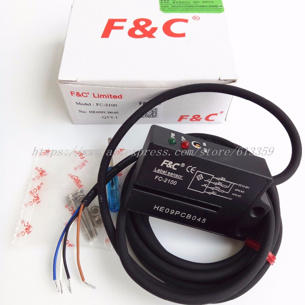 FC-2100 FC-2100P F&C Original Lable Sensor 4 wires NO NC Electric Label Detector Photo Sensor