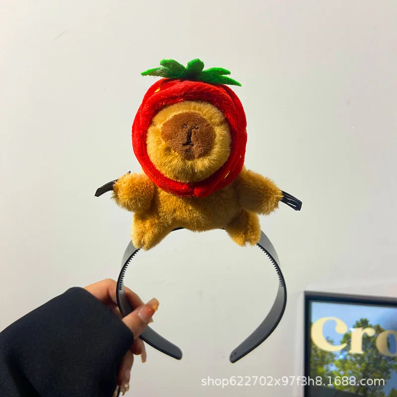 Diadema de capibara de dibujos animados divertidos, diademas de muñecos de peluche feos, herramienta de fijación de peinado, diadema para mujer, accesorios para el cabello: Champán