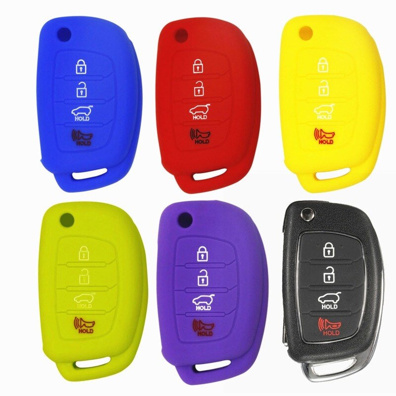Geschikt Voor Hyundai IX35 Vouwen 4-Knop Autosleutel Case Soft Rubber Silicone Sleutel Shell Anti-Diefstal Afstandsbediening controle Beschermende Cove