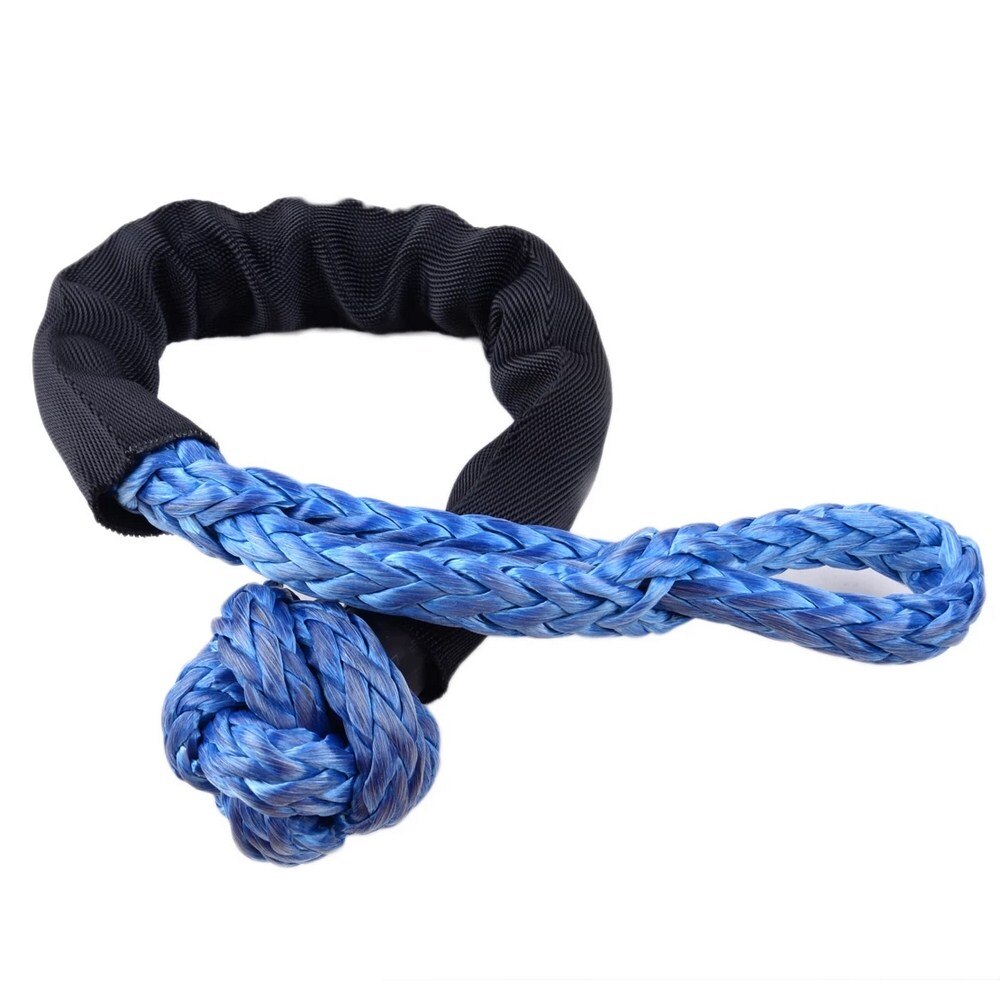 2 stücke 35000 £ Schäkel Winde Seil Abschleppen Erholung Riemen Nylon Auto flexibel Synthetische Weiche 15T Abschleppen Seile: Blau