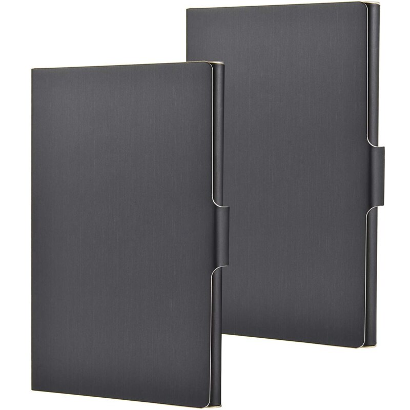Paquete de 2 fundas para tarjetas de visita Unisex de acero inoxidable para tarjetas de crédito Tarjeta De Nombre tarjetas de identificación: Black
