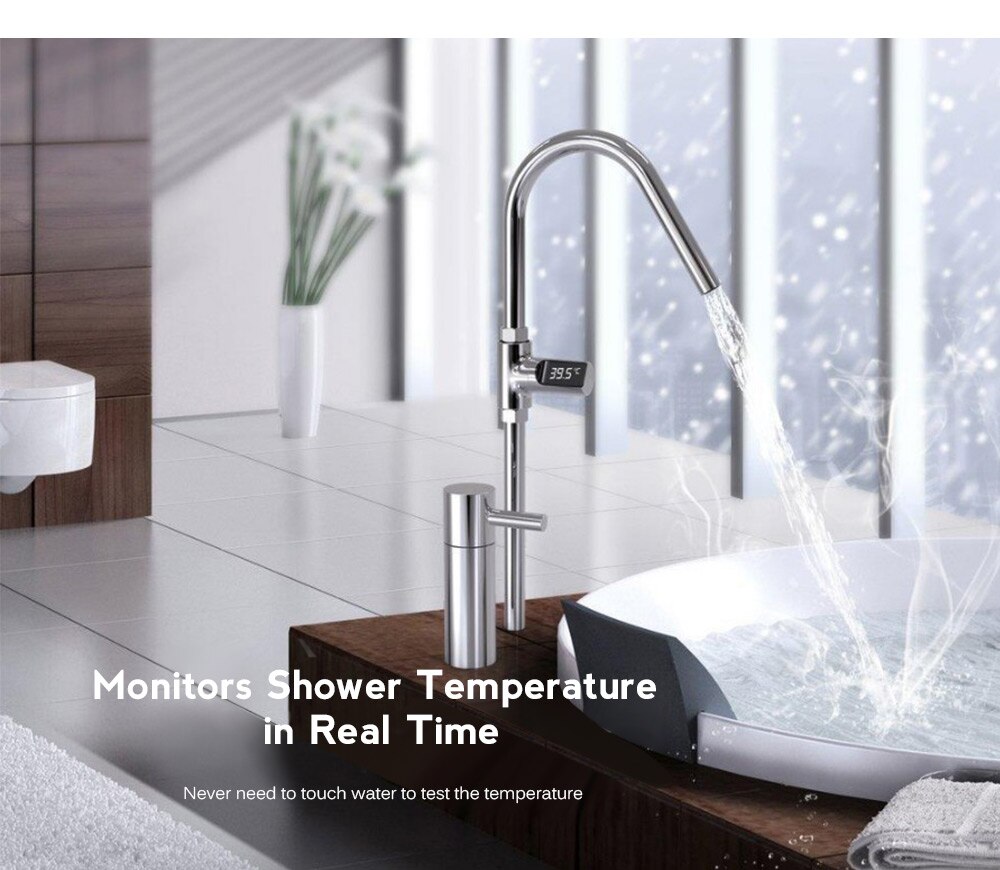 Led Display Water Shower Thermometer LED Display Home Water Shower Thermometer Flow Water Temperture Monitor ER753