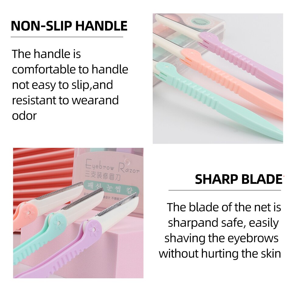 1/3PCS Eyebrow Razor Eyebrow Trimmer Shaver Blade Eye Brow Shaper Face Razor Facial Hair Remover for Eye Beauty Makeup Tools