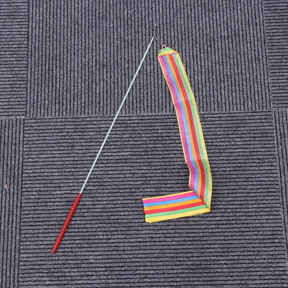8pcs 4M Rhythmic Gymnastics Ribbon with Stick Children Dancing Streamers Riband (Colorful)
