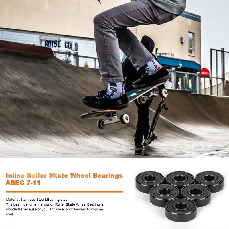 8Pcs 608RS ABEC-11 608 Roller Skate Scooter 8X22X7mm Skateboard 608-Zwart Lagers Hoge Prestaties