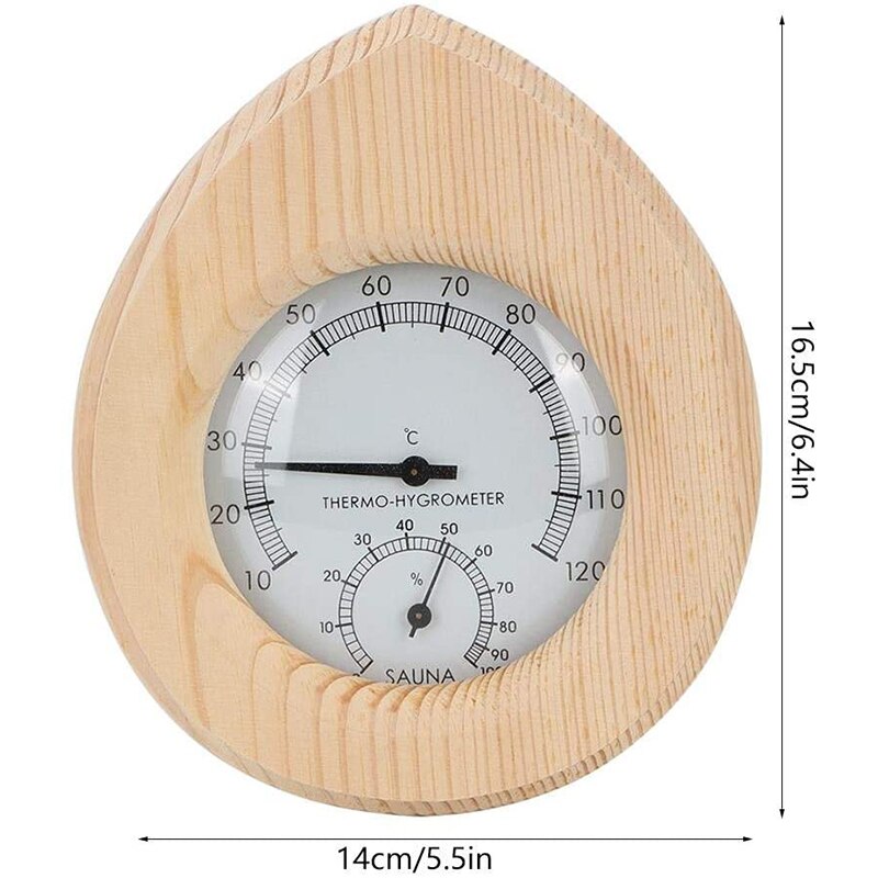 Sauna Accessories Spa Thermo Hygrometer Shaped Wood Thermometer Temperature Humidity Meter Sauna Steam Room Accessories