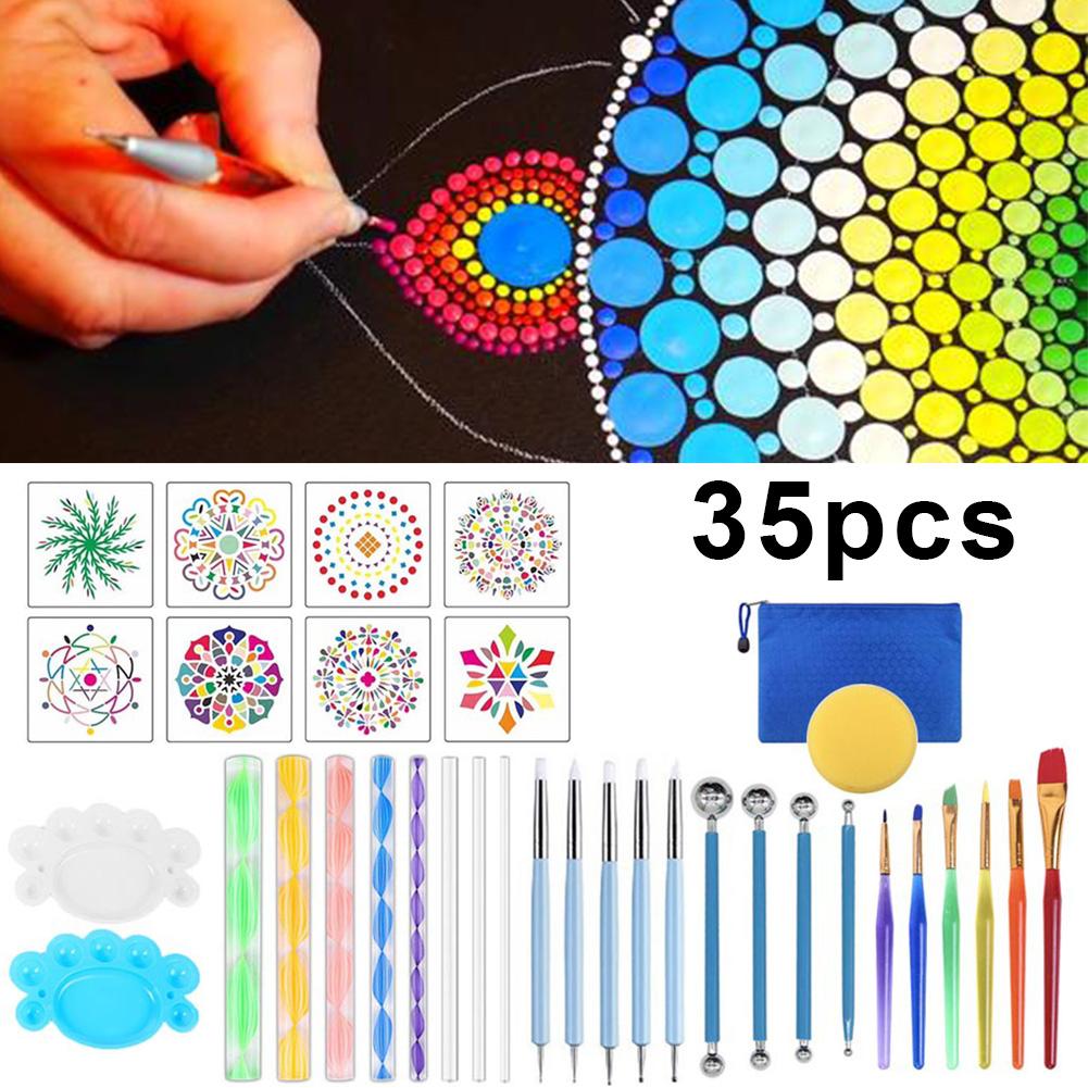 In-stock 35PCS/set Dotting Painting Tools Set Complete DIY Graffiti Carving Tools Kit For Rocks Ceramics Art Drawing
