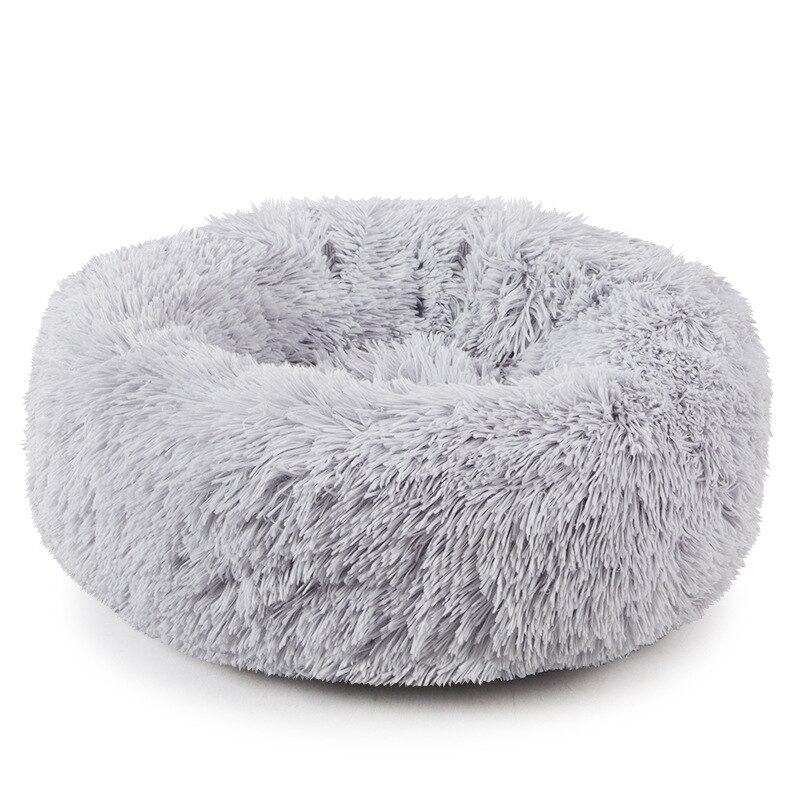 Winter Super Zachte Warme Diepe Slaap Hond Nest Pluche Ronde Pluizige Ademend Diepe Slaap Huisdier Nest Chihuahua Puppy Mand Huisdier bed: gray / M