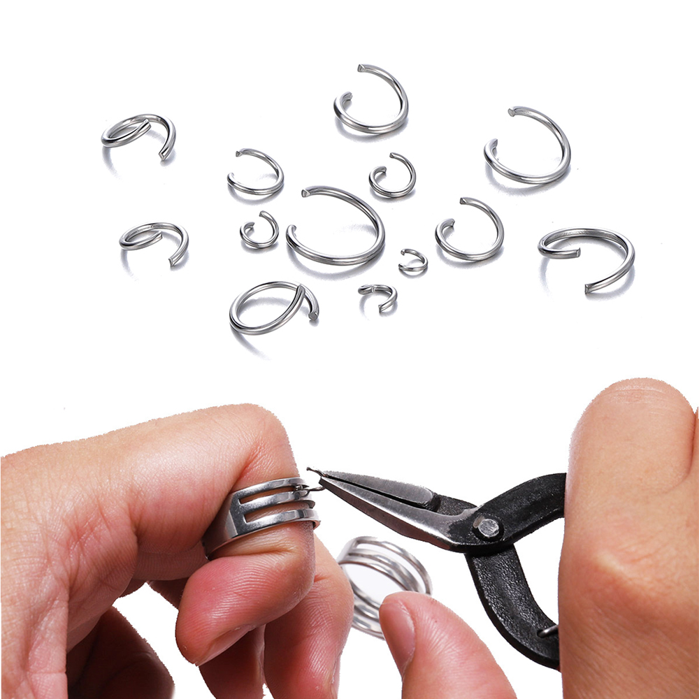 Anneaux de saut ouverts en acier inoxydable, connecteurs d'anneaux fendus pour bricolage, fabrication de bijoux, accessoires, fournitures, , 100 à 200 pièces/lot