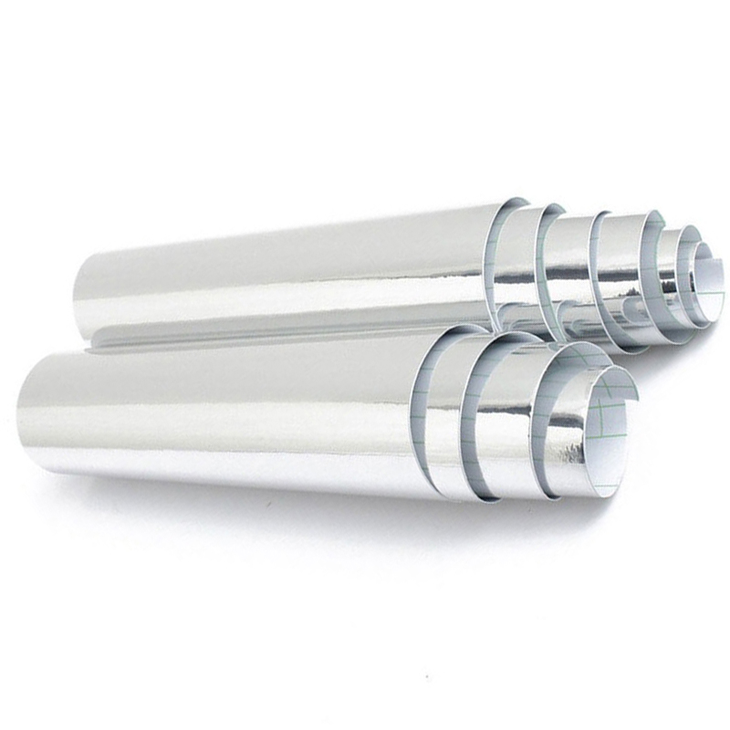 Autoadhesivo PVC plata cromo espejo vinilo envoltura pegatina de pared pegatina protegida UV alta adherencia 20*152cm pegatina estilo automático