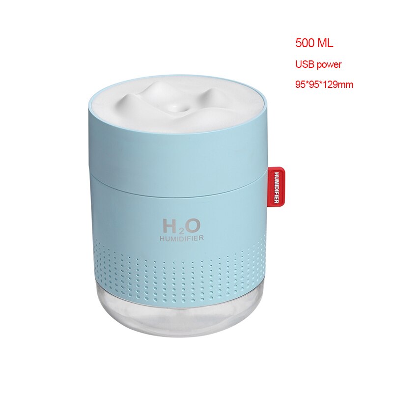 750ML Wireless Air Humidifier Diffuser Protable USB Rechargeable Mini Electric Cool Mist Humidifier With LED Night Light: 500ML blue usb