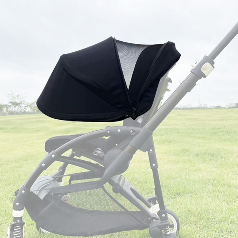 Kinderwagen Zonnescherm Voor Bugaboo Bee 3/5/6 Fox Kinderwagen Zonnekap Slaapmand Luifel Uitschuifbare Buggy Dak met Mesh Venster: zwart