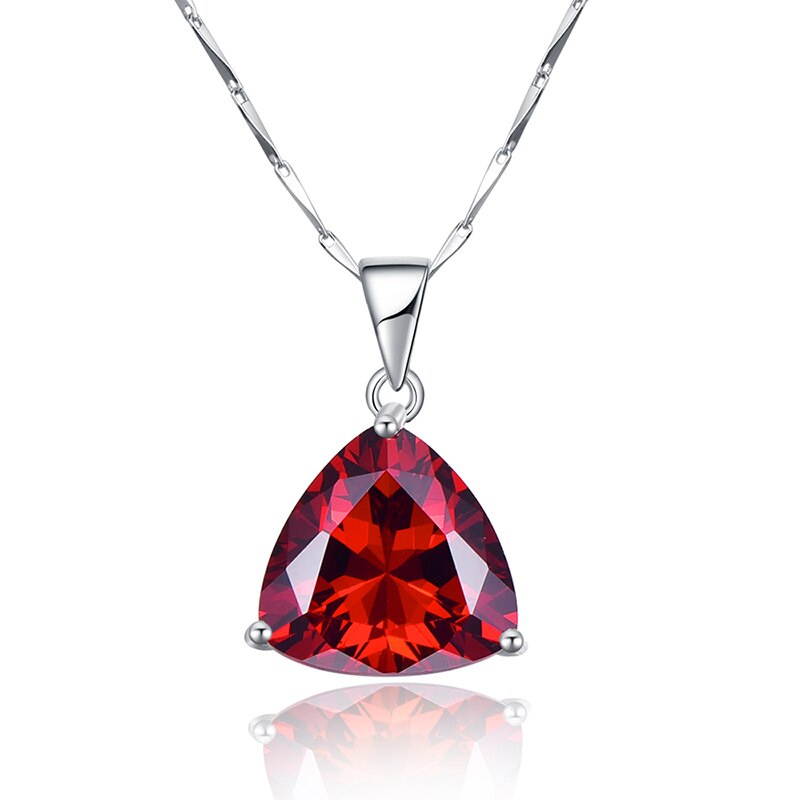 Granaat Ketting Kettingen 925 Sterling Zilveren Geometrische Driehoek Kettingen Sieraden Kraag Colar de Plata