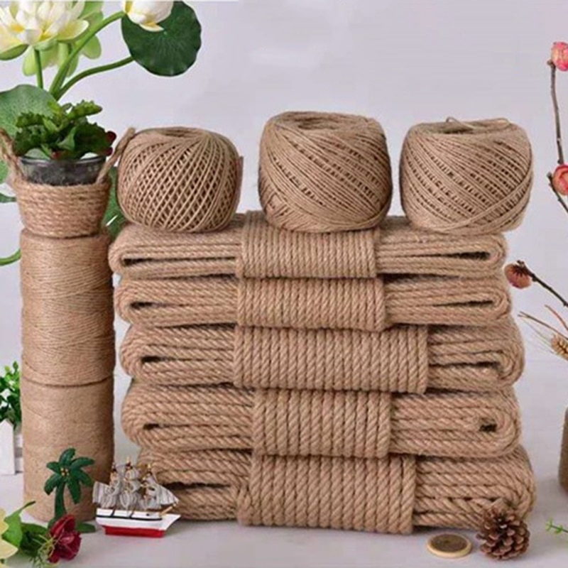 20M księga gości narzędzia naturalna juta wyroby dekoracyjne DIY liny konopne pasek z juty sznurka tkane liny zawijane sznurki nici