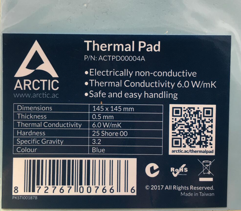 ARCTIC AC Thermal pad 6.0 W/mK 0.5mm High Efficient thermal conductivity Original authentic Arctic Thermal pad