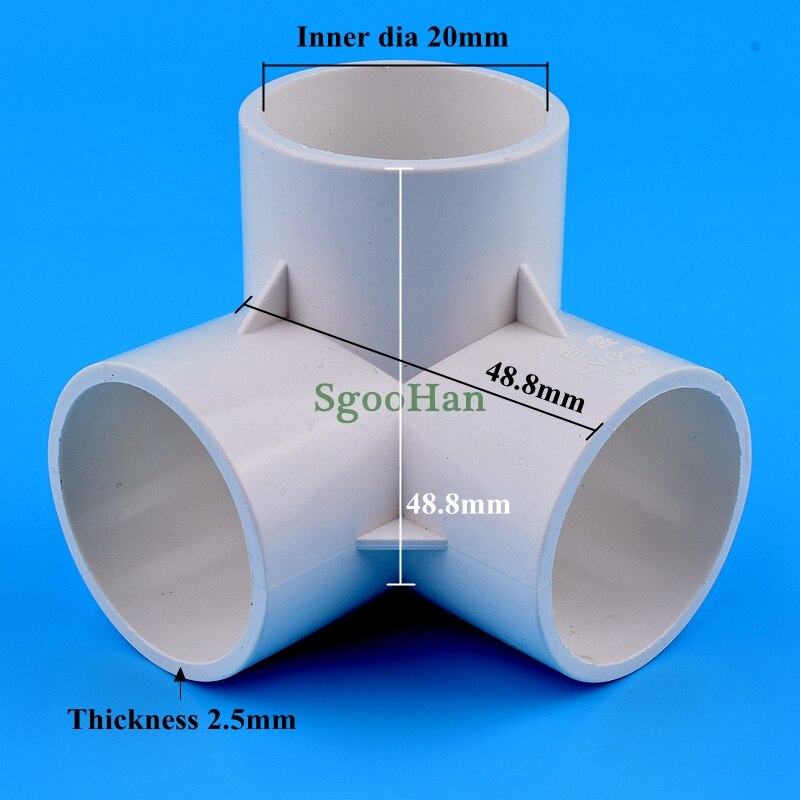 2~50pcs ID 20~50mm 3 Way Hydroponic Planting Frame PVC Pipe Connector Irrigation 3D Three-Dimensional DIY Shelf Joint Fittings: 30pcs / 20mm inner dia