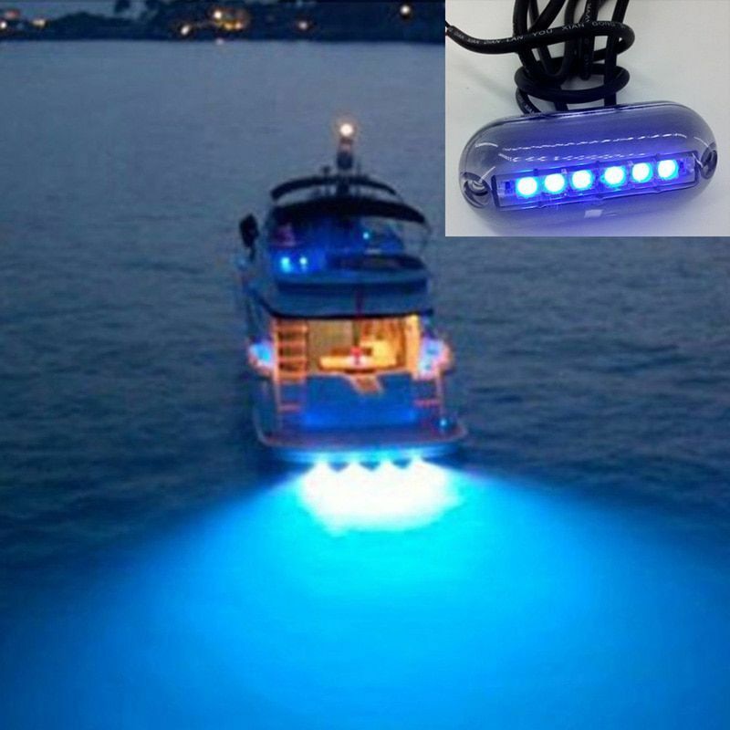 Underwater Light Fishing Marine Boat Night Landscape Lighting 6 LED Waterproof 12V TB