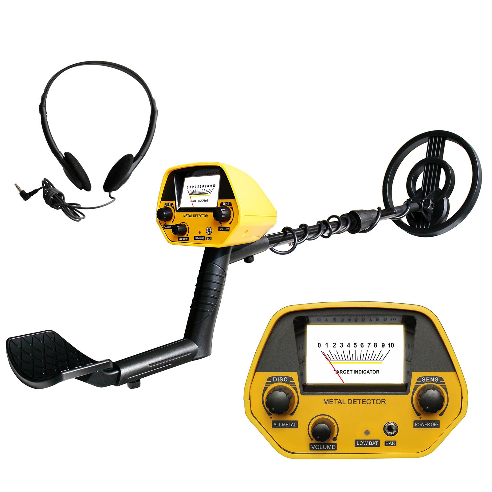 KKmoon-Detector de Metales MD4030, buscador de tesoros de oro subterráneo, con auriculares, GTX5030: GTX5030 Yellow Set