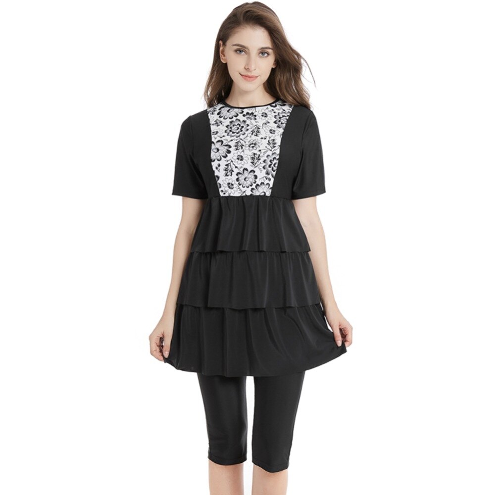Maiô feminino muçulmano, roupa de banho moderna para mulheres, manga curta: 4XL / W8