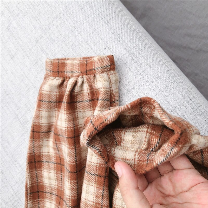 Pantalones de otoño Retro de tela escocesa para niño niña ropa de otoño para niños