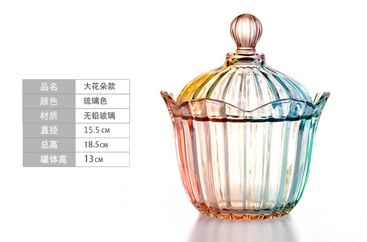 Tarros de cristal de colores exquisitos, tanque de almacenamiento de vidrio transparente multifunción, prácticas latas de aperitivos, decoraciones de escritorio de cocina: 10