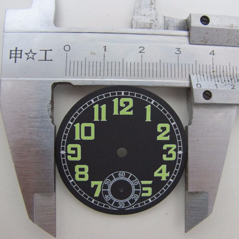 35mm cadran noir adapté Unitas ETA 6497 ST mouvement b-uhr montre