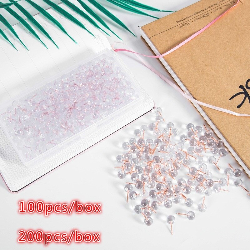Chinchetas decorativas de corcho de chinchetas redondas, de oro rosa transparente, creativas, de 100 uds/200 Uds.
